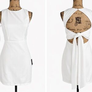 Lulus White Sleeveless Open Back Tie Mini Dress Women’s Medium NWT